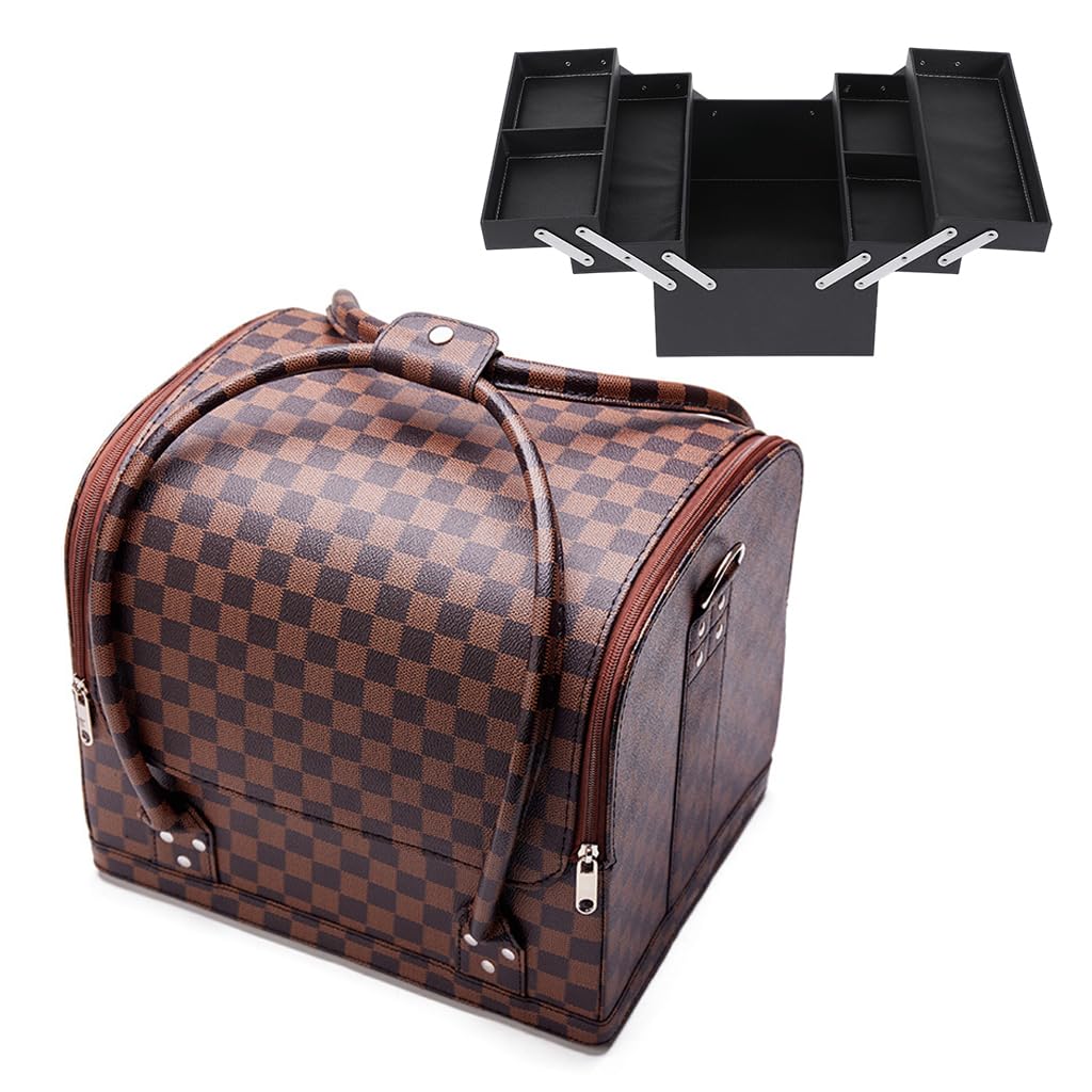 MAYCREATE Makeup Carrying Suitcase Stylish Leather Print Large Makeup Organizer Bag Suitcase Vanity Box Makeup Tools Box Travel Makeup Organizer for Makeup Artist, Professional, Makeup Students MAYCREATE Makeup Carrying Suitcase Stylish Leather Print Large Makeup Organizer Bag Suitcase Vanity Box Makeup Tools Box Travel Makeup Organizer for Makeup Artist, Professional, Makeup Students